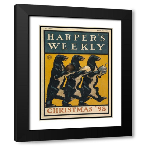 Harpers Weekly Christmas 1898 Black Modern Wood Framed Art Print with Double Matting by Penfield, Edward