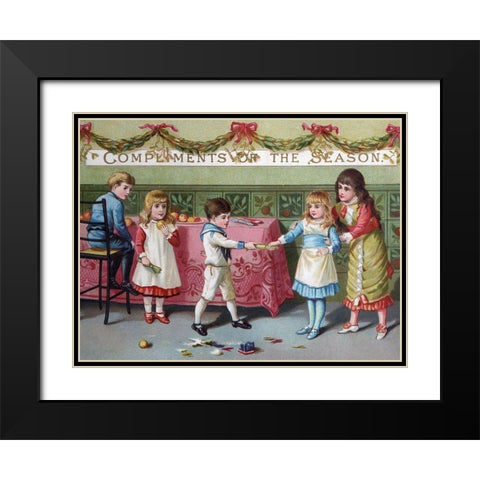 Victorian Christmas Card Black Modern Wood Framed Art Print with Double Matting by Nova Scotia Archives