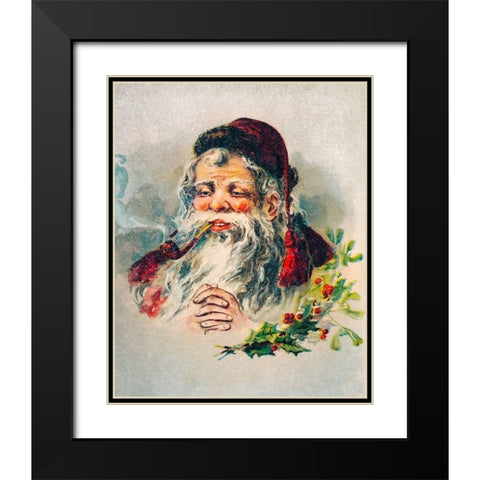 Vintage Santa Claus Illustration Black Modern Wood Framed Art Print with Double Matting by McLoughlin Brothers