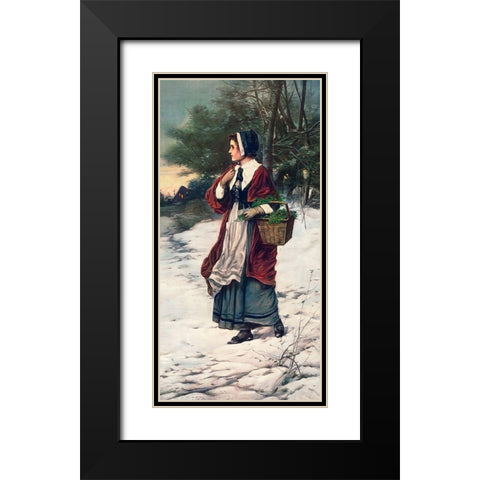 Christmas Morning Black Modern Wood Framed Art Print with Double Matting by American Lithographic Co