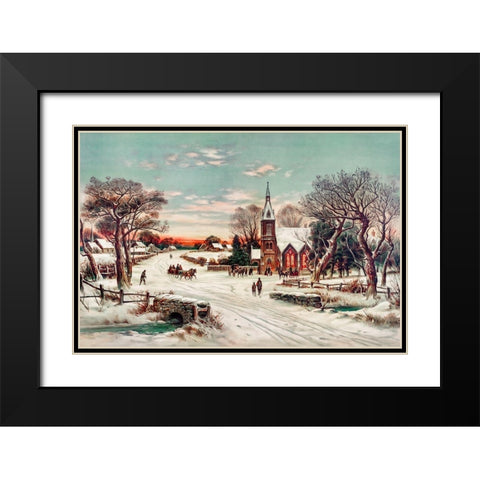 Christmas Eve Black Modern Wood Framed Art Print with Double Matting by Hoover & Son