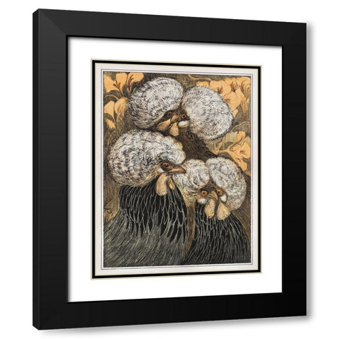 Three crested chickens Black Modern Wood Framed Art Print with Double Matting by Hoytema, Theo van
