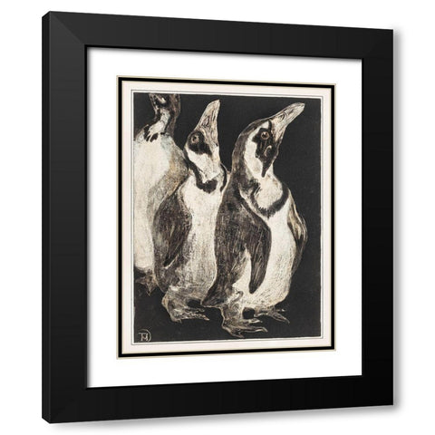 Three penguins Black Modern Wood Framed Art Print with Double Matting by Hoytema, Theo van