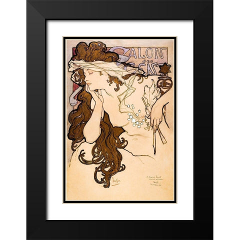 Salon des Cent poster Black Modern Wood Framed Art Print with Double Matting by Mucha, Alphonse