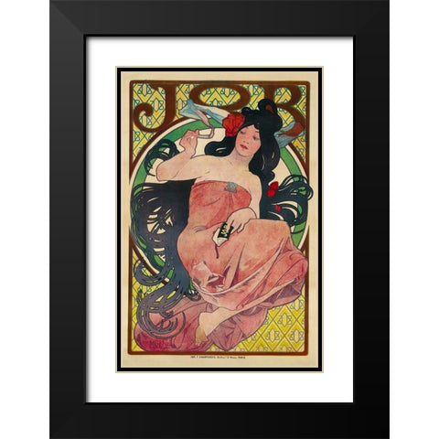 Job 1894 Black Modern Wood Framed Art Print with Double Matting by Mucha, Alphonse