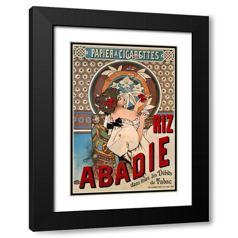 Advertising Poster Riz Abadie-Cigarette Rolling Paper Black Modern Wood Framed Art Print with Double Matting by Mucha, Alphonse