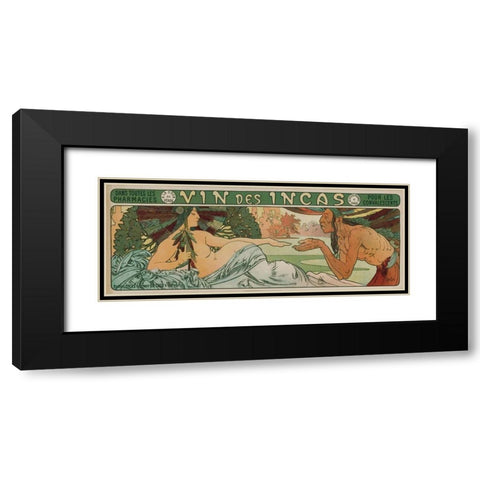 An Inca man and the Godess Incas Black Modern Wood Framed Art Print with Double Matting by Mucha, Alphonse