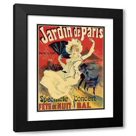 Jardins de Paris Black Modern Wood Framed Art Print with Double Matting by Cheret, Jules