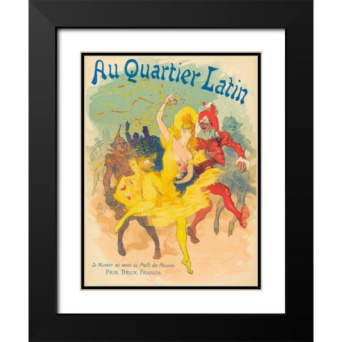 Au Quartier Latin Black Modern Wood Framed Art Print with Double Matting by Cheret, Jules