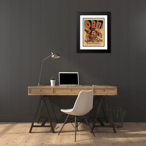 Pan Black Modern Wood Framed Art Print with Double Matting by Cheret, Jules