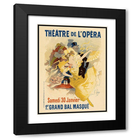 Theatre de LOpera 30th Janvier Black Modern Wood Framed Art Print with Double Matting by Cheret, Jules
