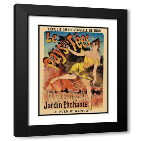 Le Pays de Fees Black Modern Wood Framed Art Print with Double Matting by Cheret, Jules