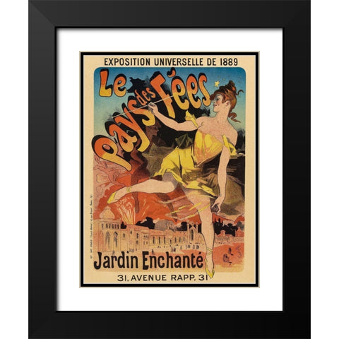 Le Pays de Fees Black Modern Wood Framed Art Print with Double Matting by Cheret, Jules