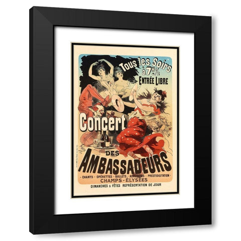 Concert des Ambassadeurs Black Modern Wood Framed Art Print with Double Matting by Cheret, Jules