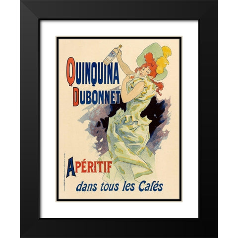 Quinquina Dubonnet Black Modern Wood Framed Art Print with Double Matting by Cheret, Jules
