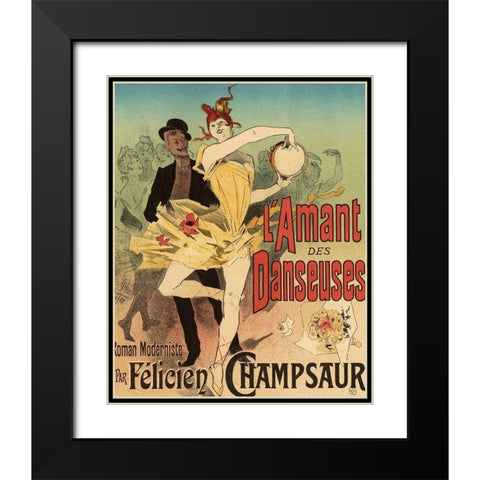 LAmant des Danseuses Black Modern Wood Framed Art Print with Double Matting by Cheret, Jules