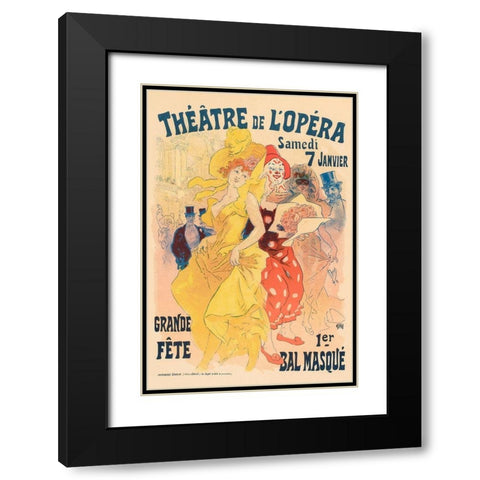 Theatre de LOpera 7th Janvier Black Modern Wood Framed Art Print with Double Matting by Cheret, Jules