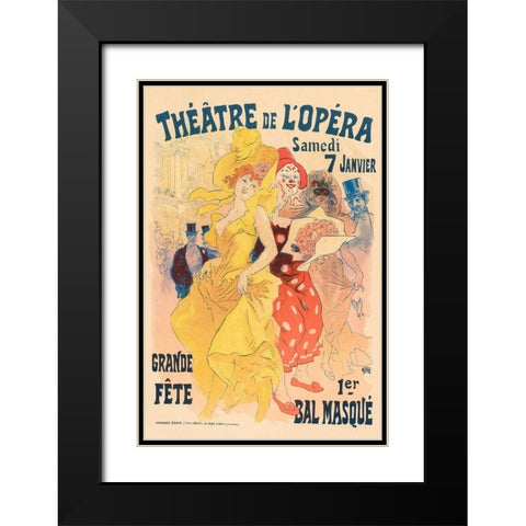 Theatre de LOpera 7th Janvier Black Modern Wood Framed Art Print with Double Matting by Cheret, Jules