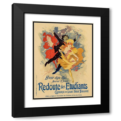 Redoute des Etudiantes Black Modern Wood Framed Art Print with Double Matting by Cheret, Jules