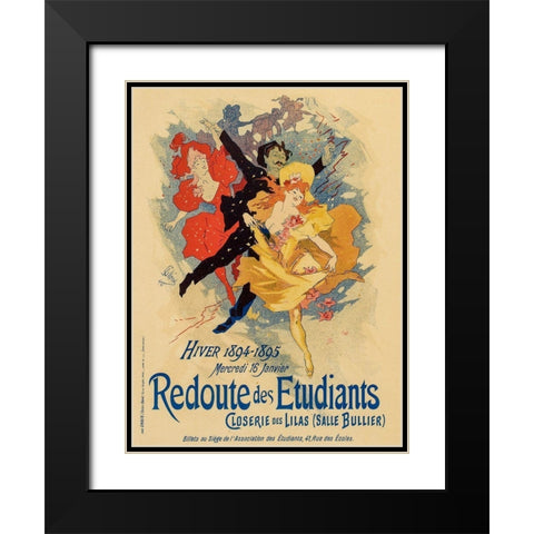 Redoute des Etudiantes Black Modern Wood Framed Art Print with Double Matting by Cheret, Jules