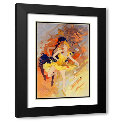 La Danse Black Modern Wood Framed Art Print with Double Matting by Cheret, Jules