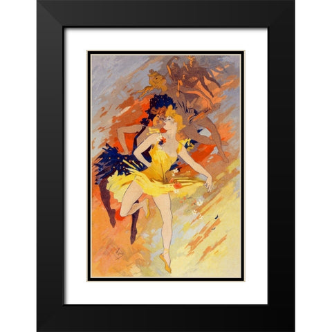 La Danse Black Modern Wood Framed Art Print with Double Matting by Cheret, Jules
