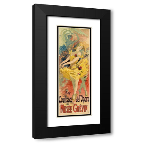 Les Coulisses de LOpera Black Modern Wood Framed Art Print with Double Matting by Cheret, Jules