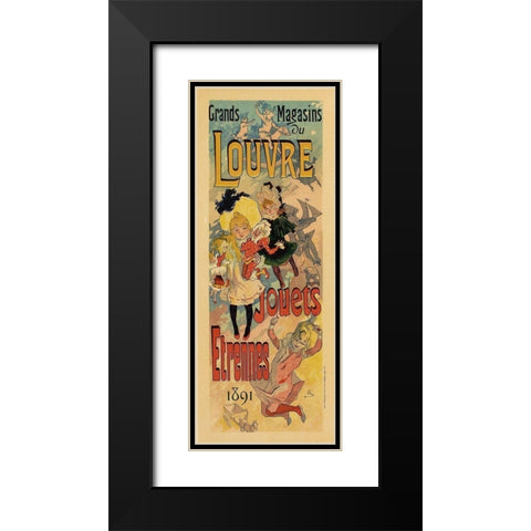 Grands Magasins de Louvre Black Modern Wood Framed Art Print with Double Matting by Cheret, Jules