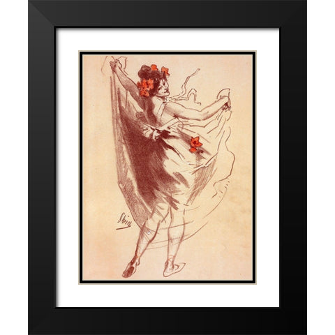 Dessin originel Black Modern Wood Framed Art Print with Double Matting by Cheret, Jules