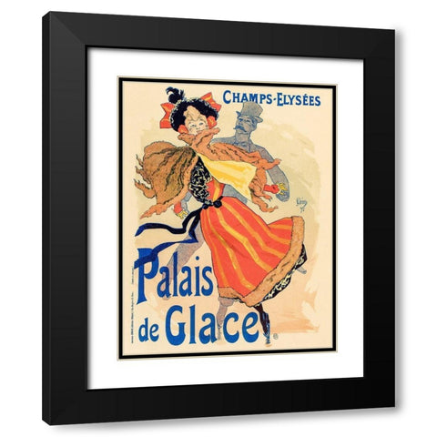 Palais de Glace 1895 Black Modern Wood Framed Art Print with Double Matting by Cheret, Jules