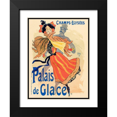 Palais de Glace 1895 Black Modern Wood Framed Art Print with Double Matting by Cheret, Jules
