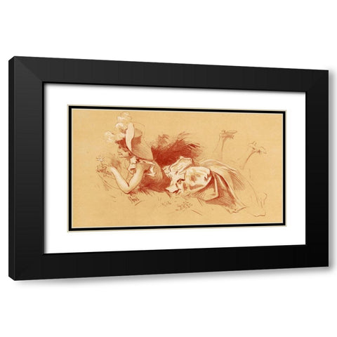 Dessin originel 1895 Black Modern Wood Framed Art Print with Double Matting by Cheret, Jules