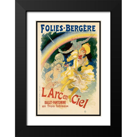 Folie Bergere Larc en Ciel Black Modern Wood Framed Art Print with Double Matting by Cheret, Jules