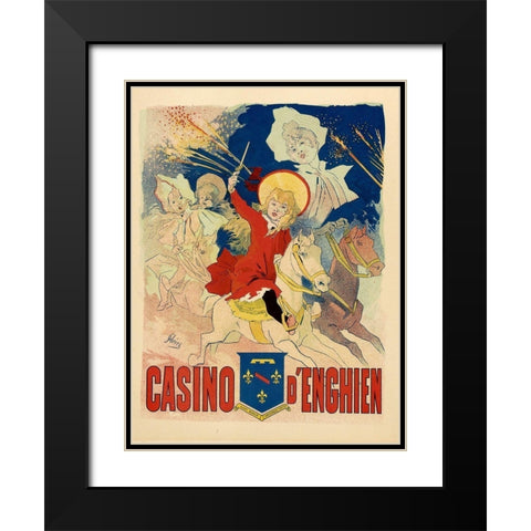 Casino dEnghien Black Modern Wood Framed Art Print with Double Matting by Cheret, Jules
