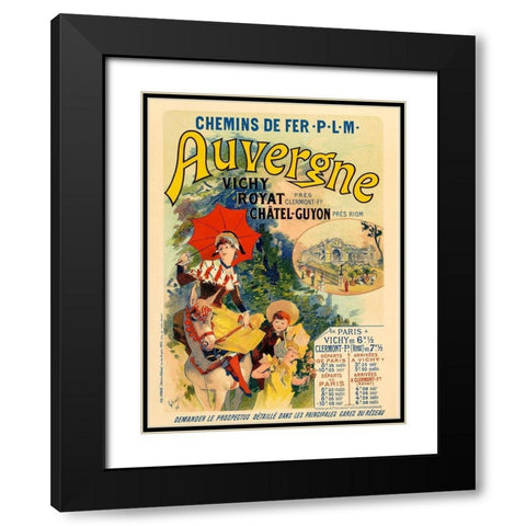 Auvergne Black Modern Wood Framed Art Print with Double Matting by Cheret, Jules