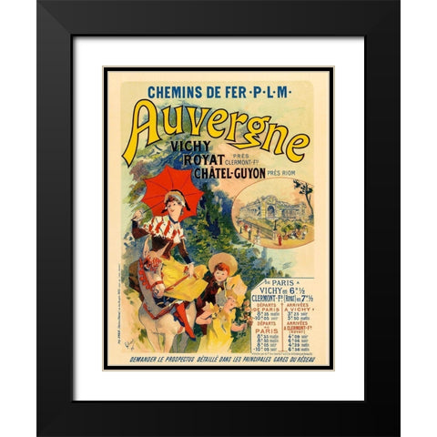 Auvergne Black Modern Wood Framed Art Print with Double Matting by Cheret, Jules