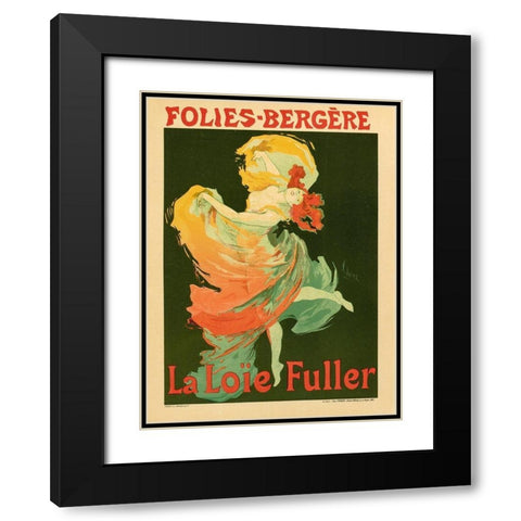 Folies Bergere La Loie Fuller Black Modern Wood Framed Art Print with Double Matting by Cheret, Jules