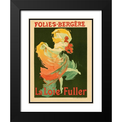 Folies Bergere La Loie Fuller Black Modern Wood Framed Art Print with Double Matting by Cheret, Jules