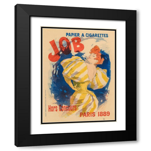 Job Cigarettes 1889 Black Modern Wood Framed Art Print with Double Matting by Cheret, Jules