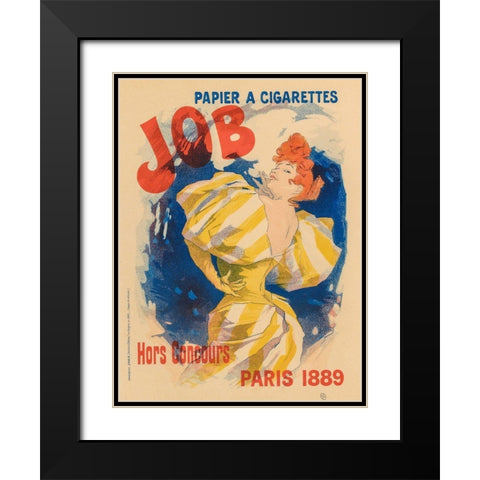 Job Cigarettes 1889 Black Modern Wood Framed Art Print with Double Matting by Cheret, Jules