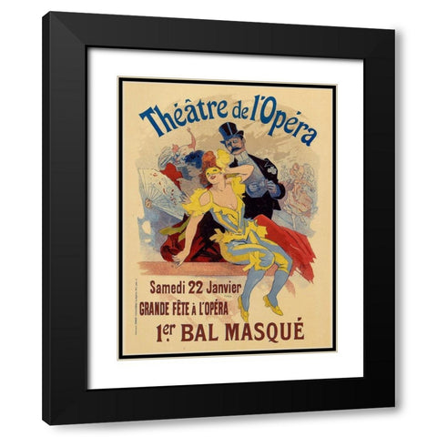 Theatre de LOpera 22nd Janvier Black Modern Wood Framed Art Print with Double Matting by Cheret, Jules