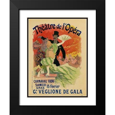 Theatre de LOpera 15th Fevrier Black Modern Wood Framed Art Print with Double Matting by Cheret, Jules