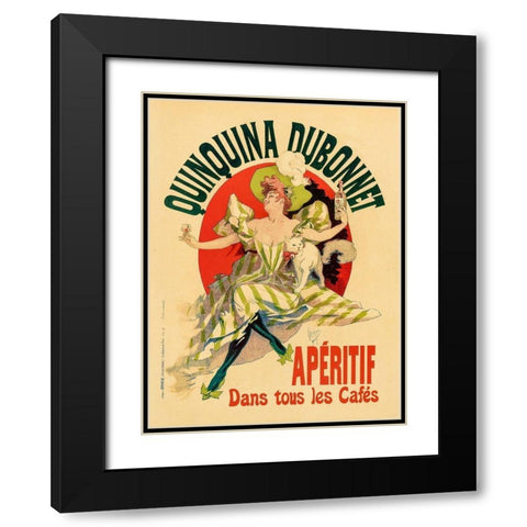 Quinquina Dubonnet Plate 109 Black Modern Wood Framed Art Print with Double Matting by Cheret, Jules