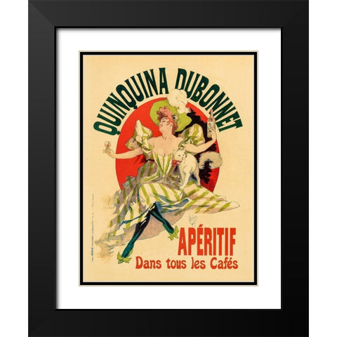 Quinquina Dubonnet Plate 109 Black Modern Wood Framed Art Print with Double Matting by Cheret, Jules