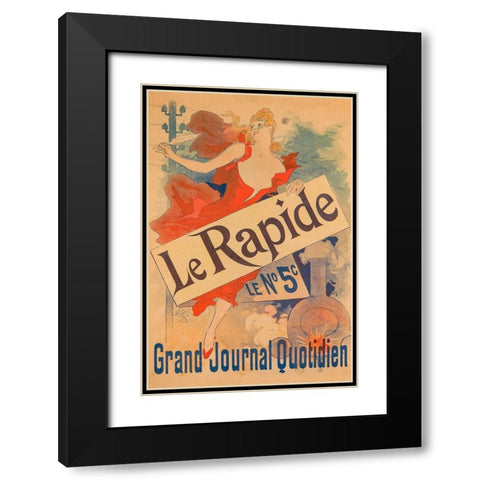 Le Rapide Black Modern Wood Framed Art Print with Double Matting by Cheret, Jules