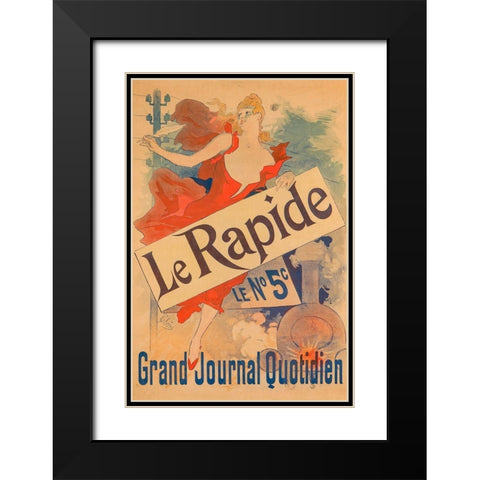 Le Rapide Black Modern Wood Framed Art Print with Double Matting by Cheret, Jules