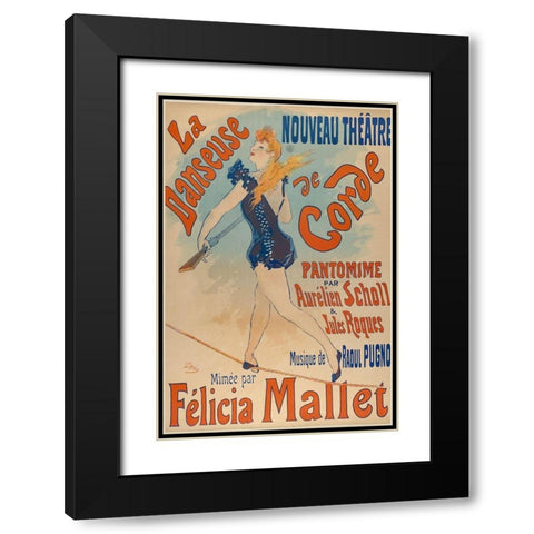 La danseuse de corde-1891 Black Modern Wood Framed Art Print with Double Matting by Cheret, Jules