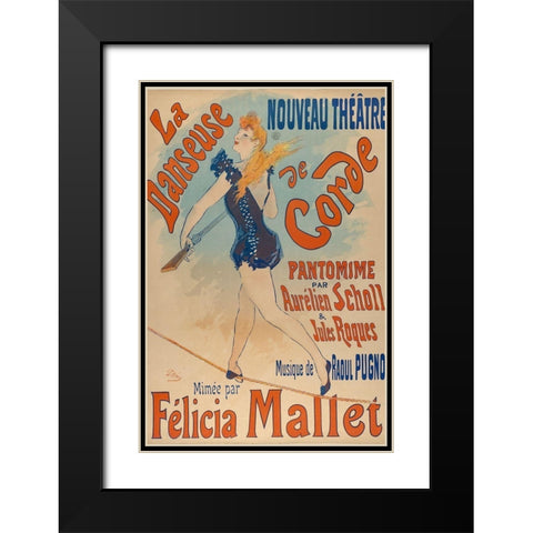 La danseuse de corde-1891 Black Modern Wood Framed Art Print with Double Matting by Cheret, Jules