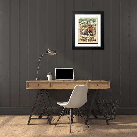 La Tzigane Black Modern Wood Framed Art Print with Double Matting by Cheret, Jules