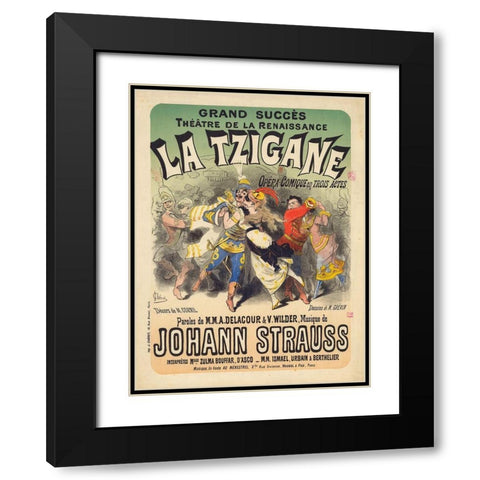 La Tzigane Black Modern Wood Framed Art Print with Double Matting by Cheret, Jules